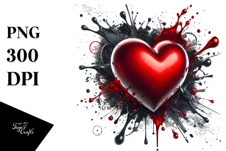 Glossy Red Heart Digital Painting PNG