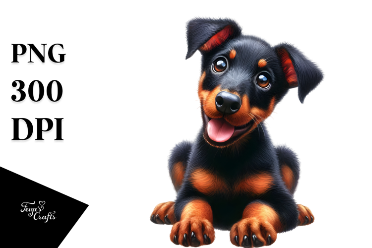 Happy Doberman Pinscher, Watercolor PNG