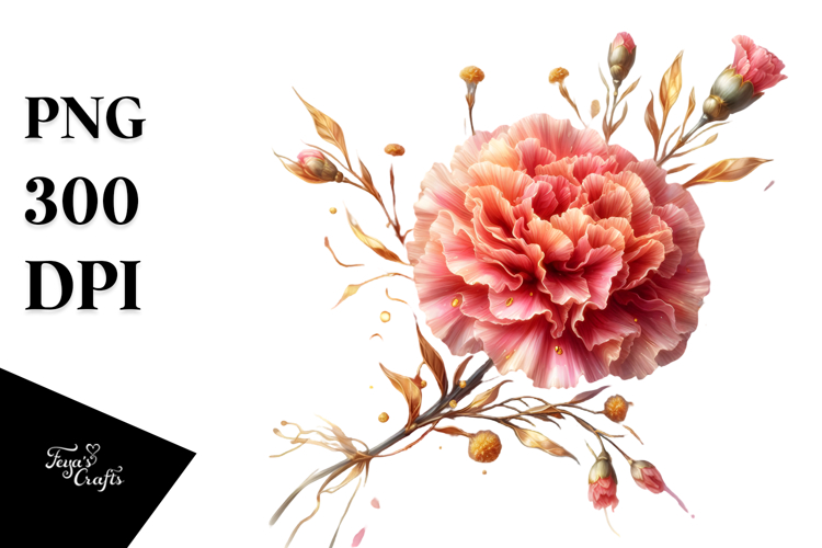 Carnation with Watercolor Splash PNG
