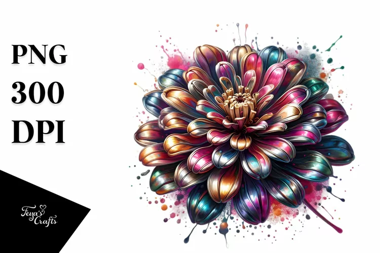 Abstract Shiny Zinnia Watercolor