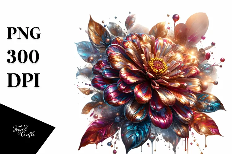 Abstract Shiny Zinnia Watercolor
