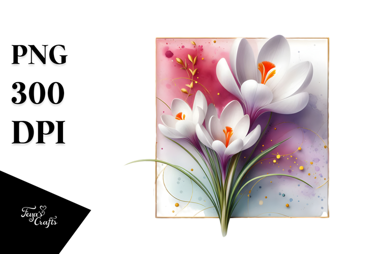 Abstract Crocus with Golden Insertions, PNG Art