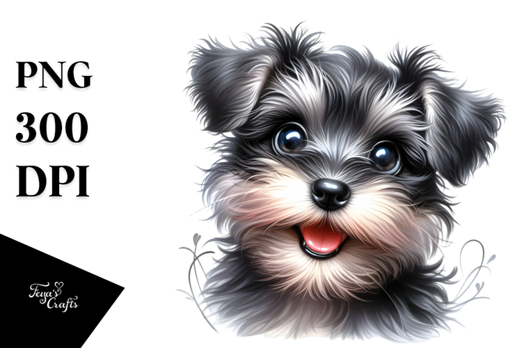 Watercolor Baby Cartoon Miniature Schnauzer PNG