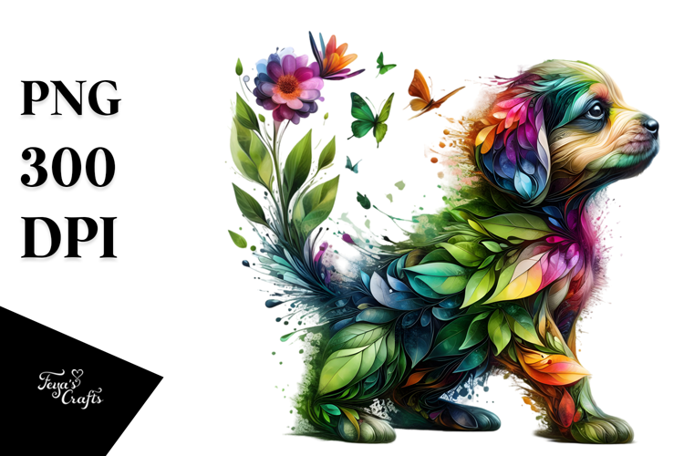 Vibrant Watercolor Puppy, 20 oz Tumbler PNG