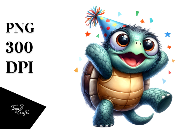 Party Hat Dancing Turtle PNG