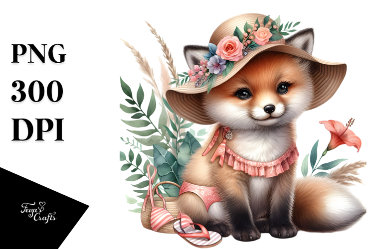 Cute Watercolor Fox Clipart Image 3