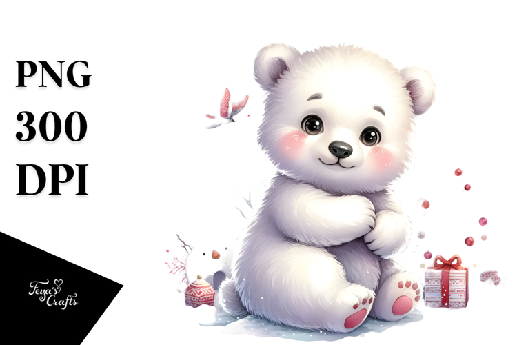 Cute Baby Polar Bear, High-Res PNG
