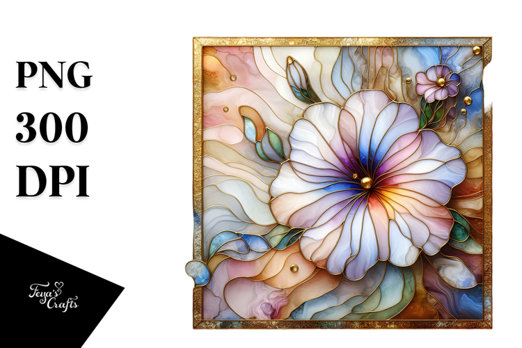 Abstract Stained Petunia Golden Insertions PNG