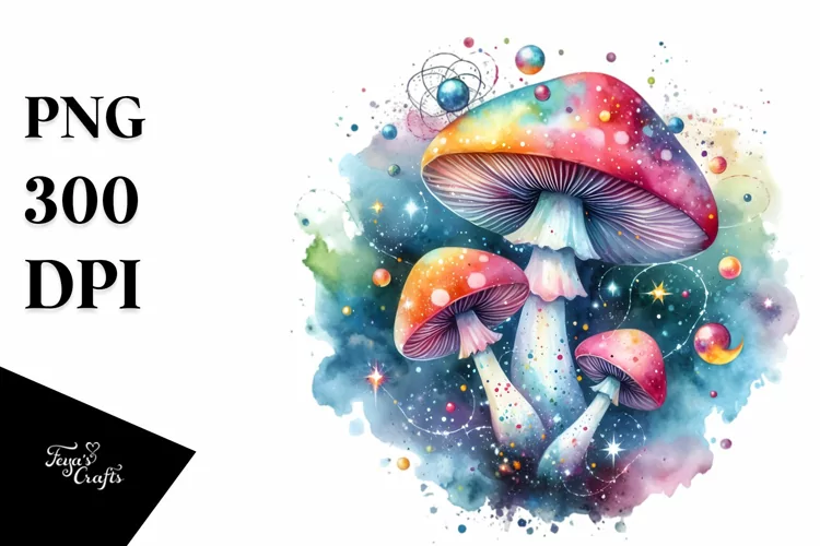 Colorful Magical Celestial Mushroom Splash