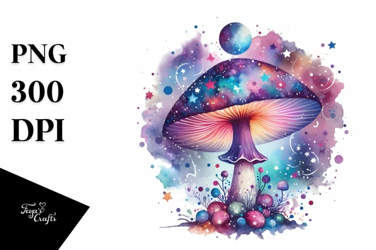 Colorful Magical Celestial Mushroom Splash