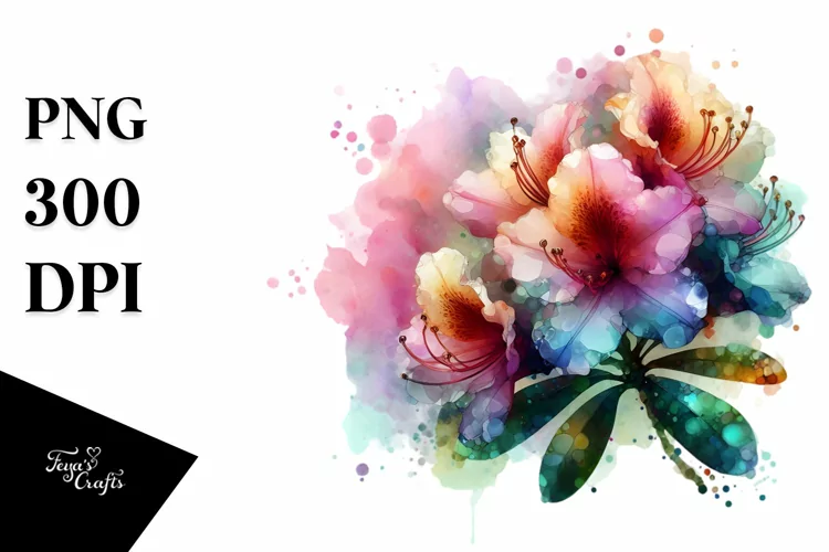 Abstract Rhododendron Watercolor