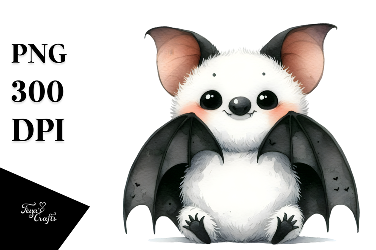 Funny Bat Watercolor Image, PNG