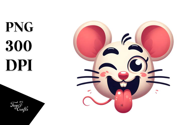 Goofy Mouse with Expressive Winking Eye PNG