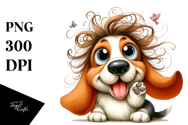 Cute Basset Hound Cartoon PNG