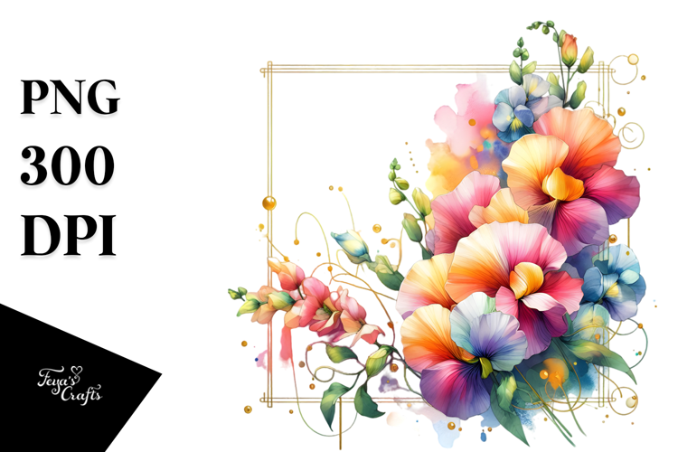 Colorful Sweet Pea, High-Res PNG