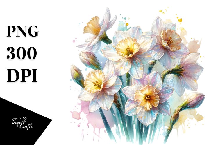 Glossy Transparent Pastel Narcissus, PNG