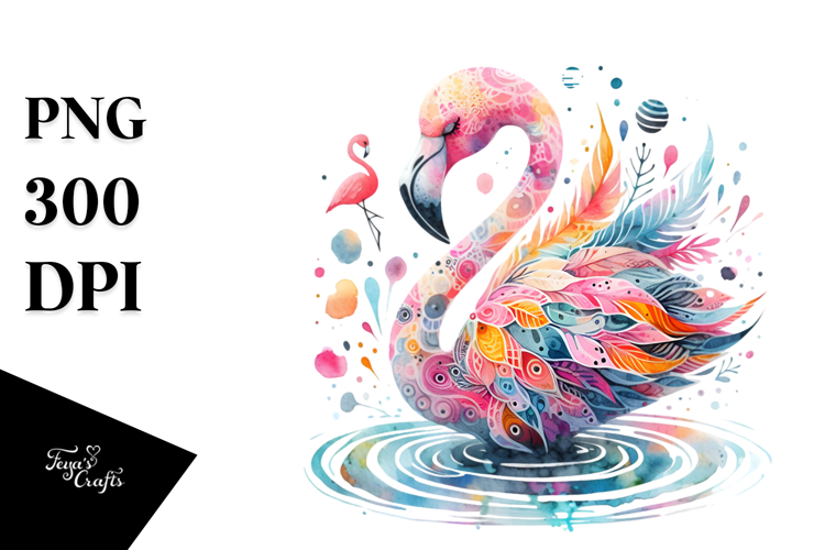 Lively Flamingo Watercolor Illustration | Clipart
