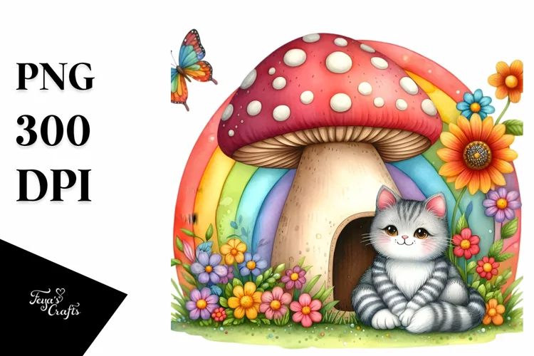 Colorful Cat House Mushroom
