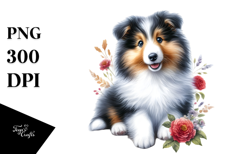 Baby Collie with Big Eyes PNG