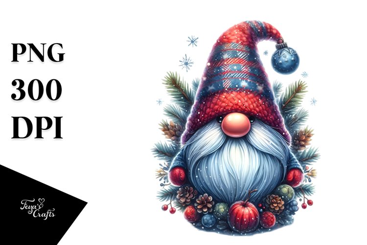 Vibrant Winter Gnome Watercolor PNG