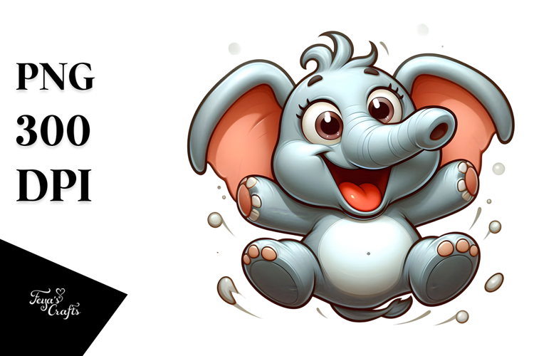 Goofy Elephant with Bandana, High-Res PNG