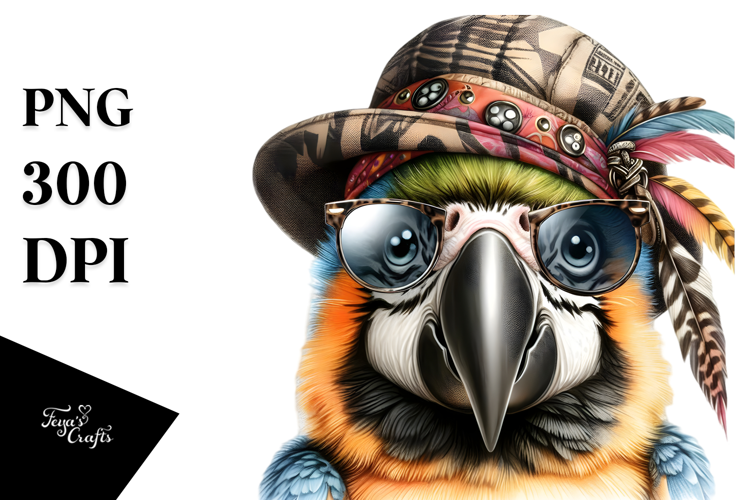 Energetic Baby Macaw with Punk Look PNG