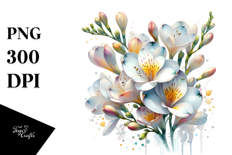 Freesia Watercolor Splash PNG