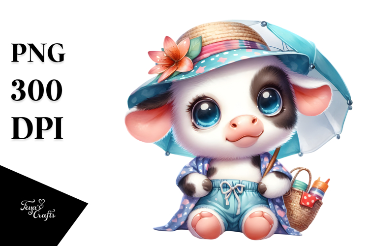 Cute Baby Cow PNG example image 1