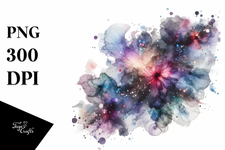 Abstract Cosmos Watercolor Splash