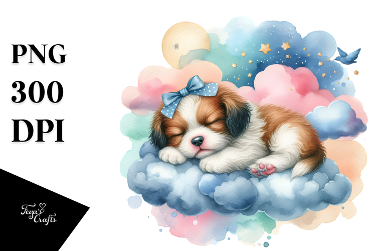 Colorful Watercolor Whimsical Dog Clipart