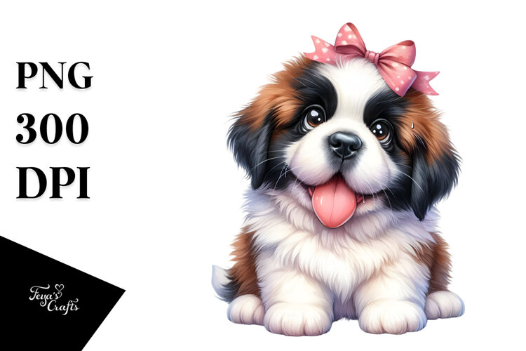 Cute Saint Bernard, Transparent PNG example image 1