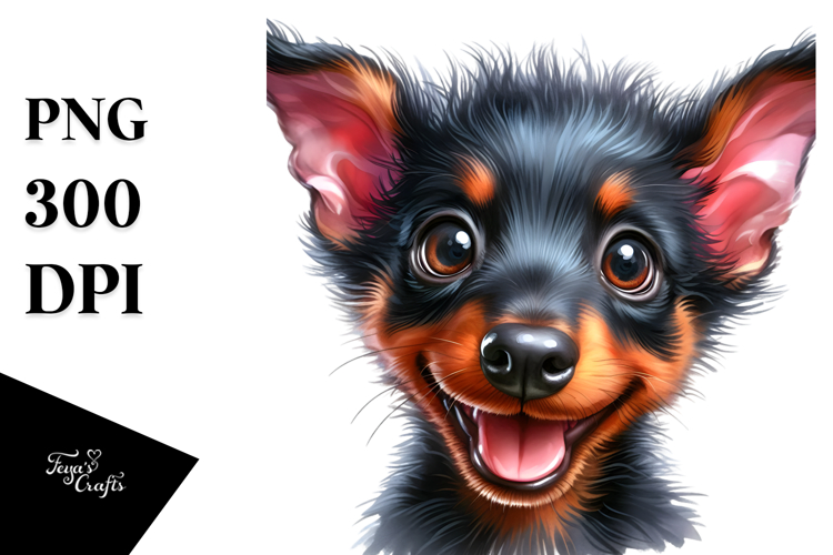Baby Doberman Pinscher with Big Eyes PNG