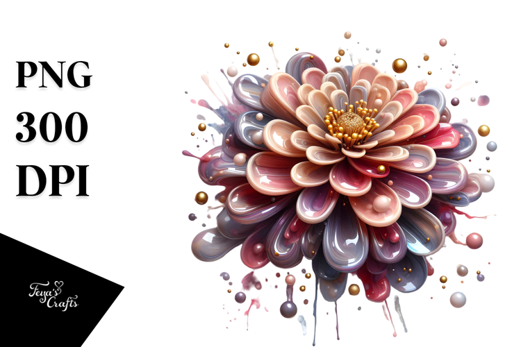 Abstract Zinnia Watercolor PNG