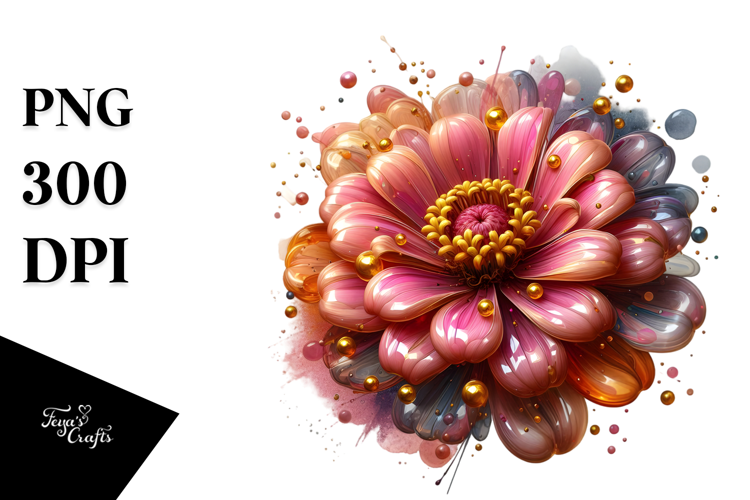 Glossy Zinnia Splash PNG
