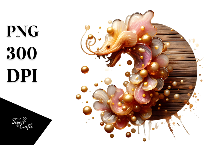 Abstract Snapdragon with Golden Insertions,Transparent PNG