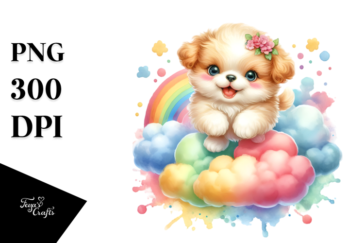 Colorful Watercolor Whimsical Dog Clipart