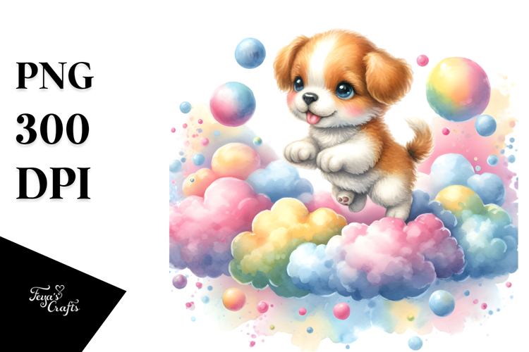 Colorful Watercolor Whimsical Dog Clipart