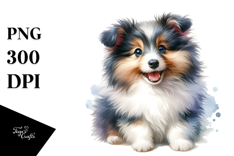 Watercolor Baby Shetland Sheepdog PNG