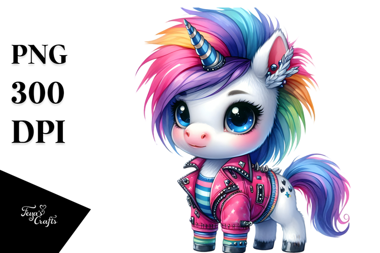 Cute Unicorn with Cool Haircut PNG