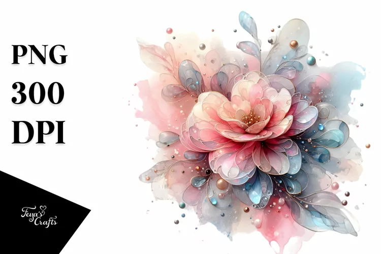 Abstract Pastel Shiny Camellia Made of Transparent PNG
