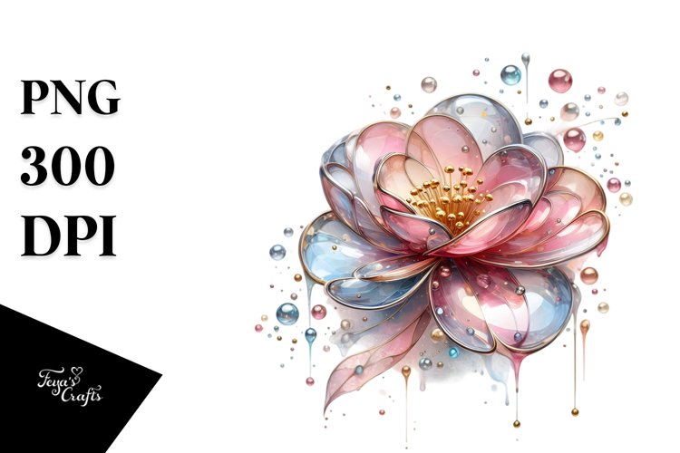 Abstract Pastel Shiny Camellia Made of Transparent PNG example image 1