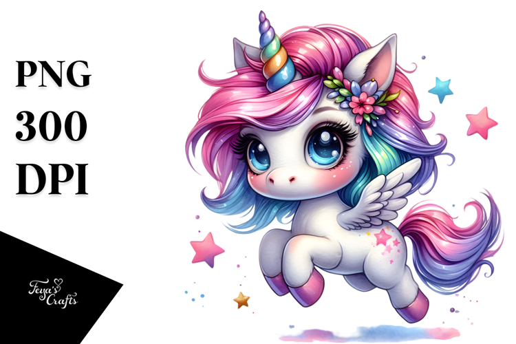 Cute Baby Unicorn with Expressive Face PNG