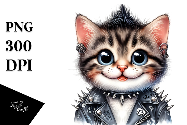 Cute Baby Kitten with Punk Look, Transparent PNG