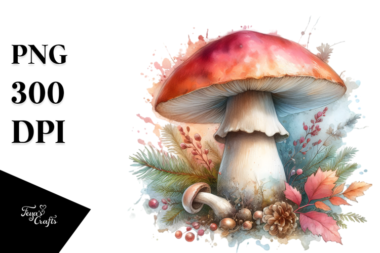 Pastel Mushroom Watercolor Splash PNG