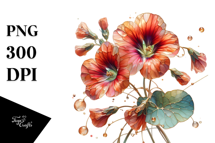 Nasturtium with Watercolor Splash PNG