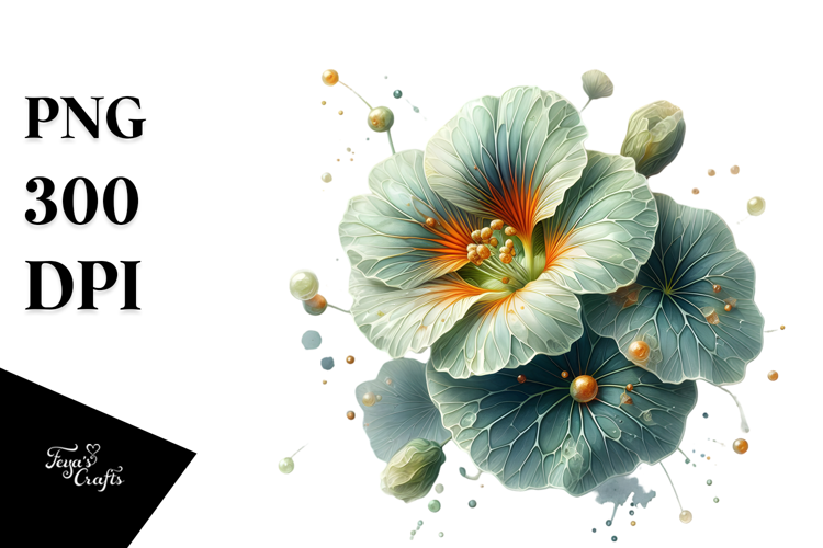 Nasturtium with Watercolor Splash PNG