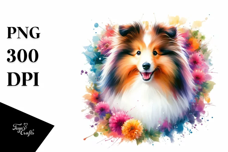 Vibrant Shetland Sheepdog Clipart