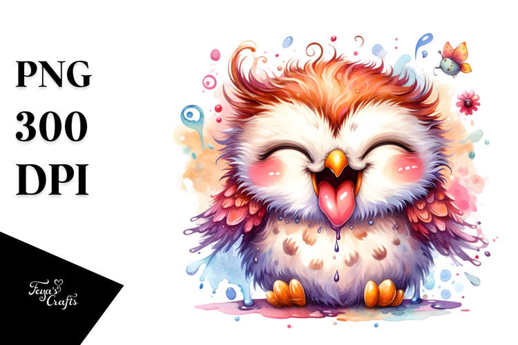 Whimsical Owl Watercolor Art Clipart