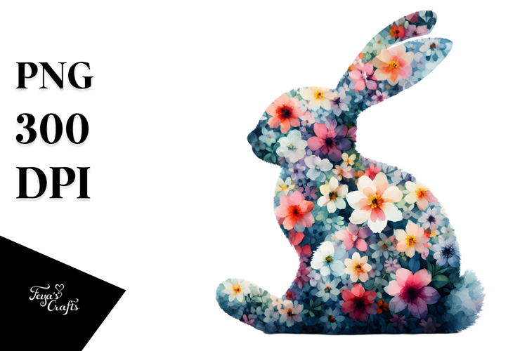 Abstract Bunny of Flower Silhouettes,Transparent PNG example image 1
