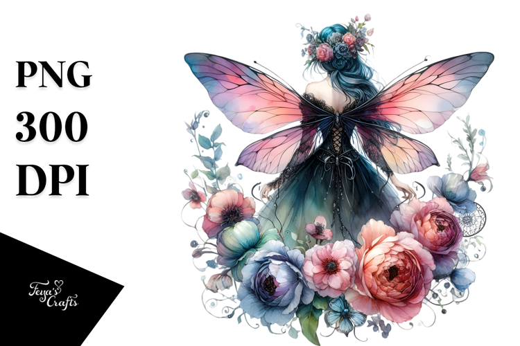 Creative Gothic Fairy on Flower, PNG